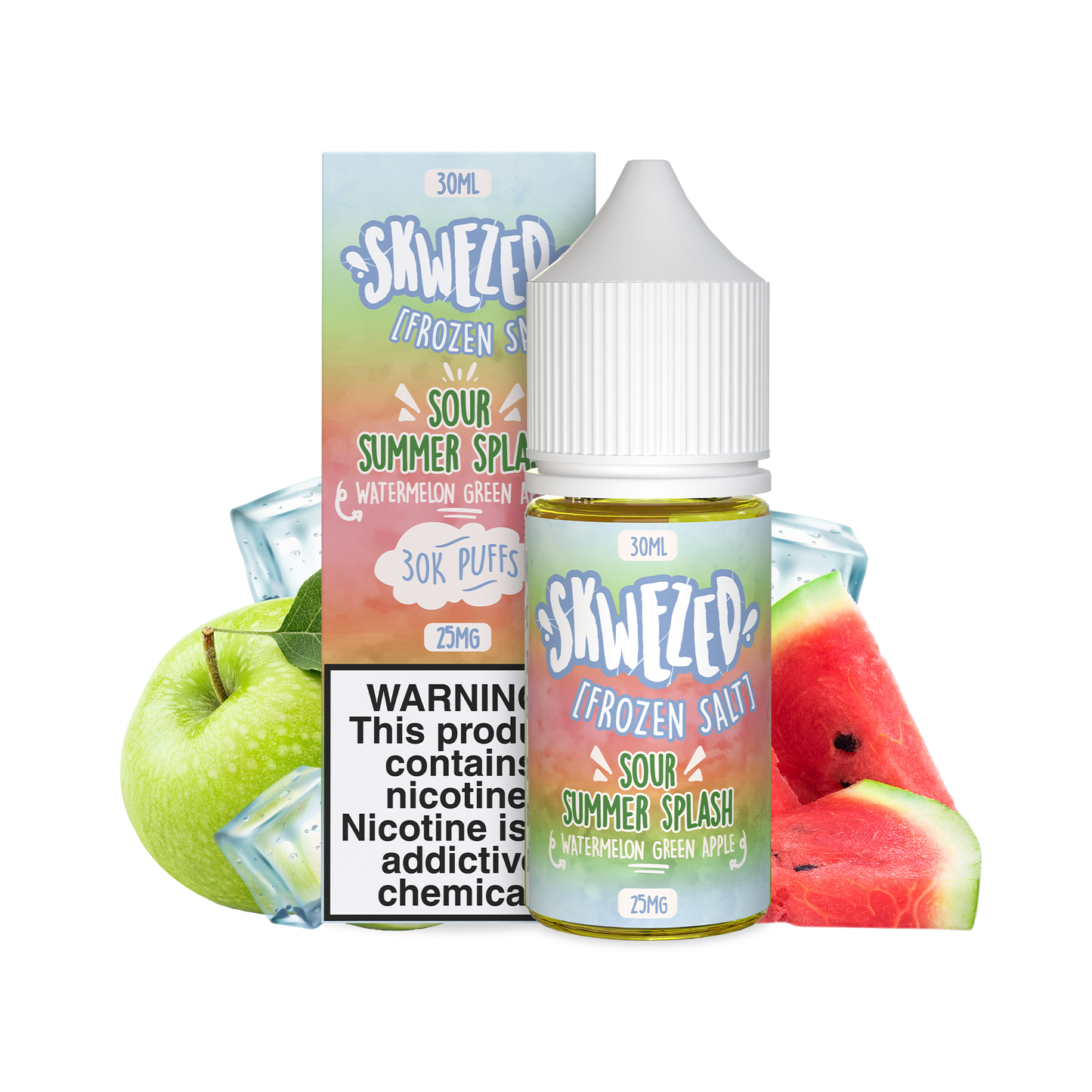 30ml - skwezed salt frozen - watermelon green apple (sour summer splash)