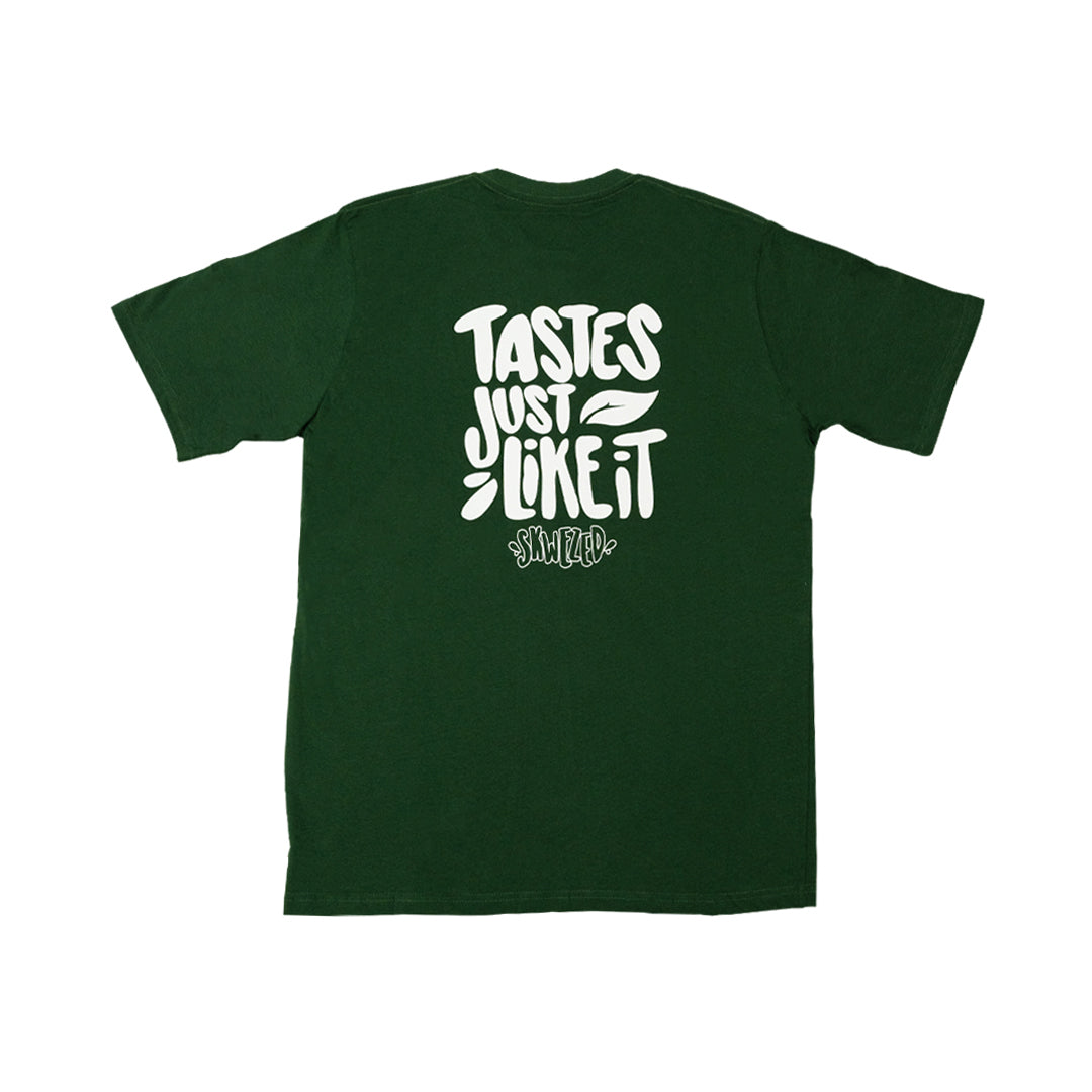 promo - apparel - skwezed "tastes just like it" t-shirt - green