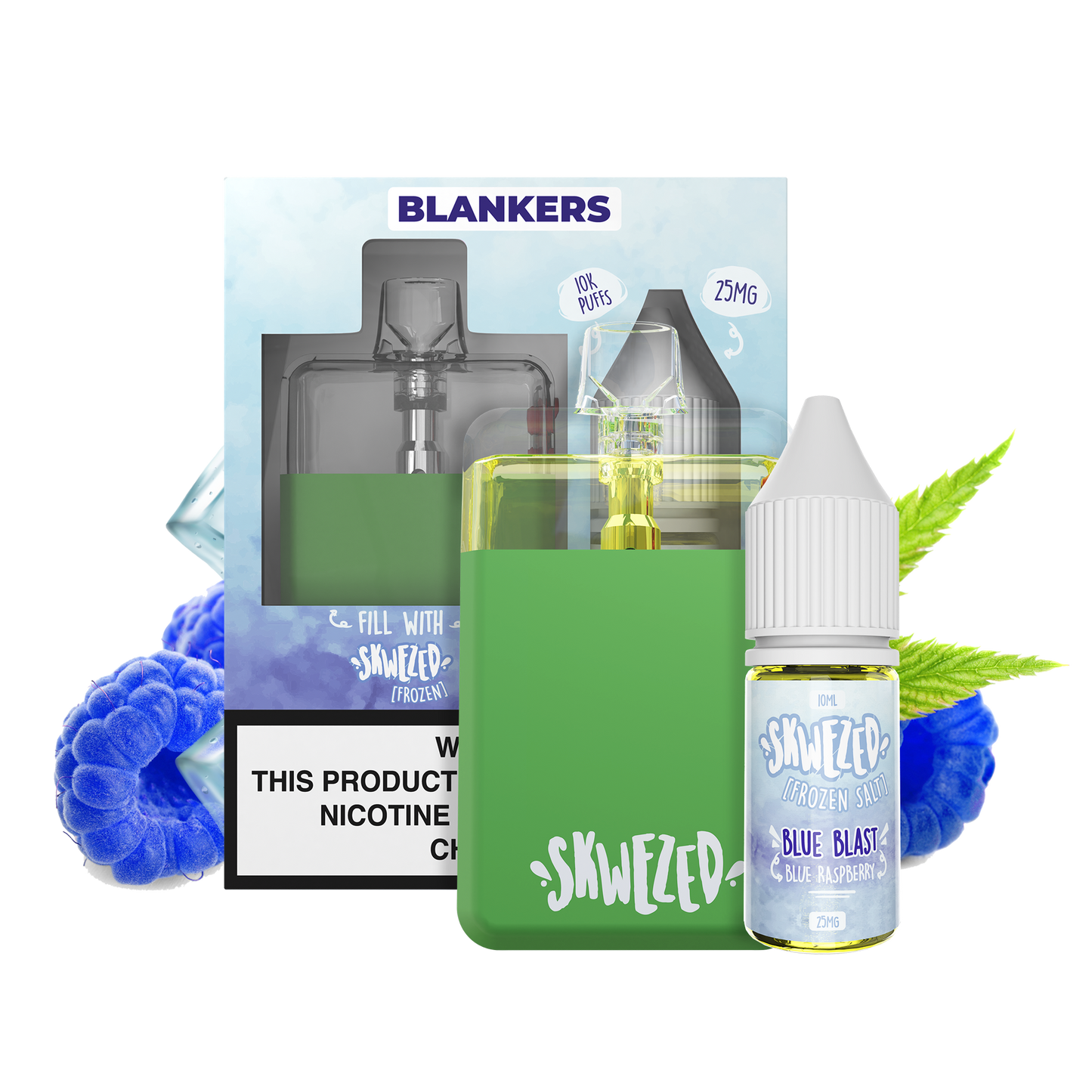 blankers ice (5/pack) w/ free 10ml blue razz