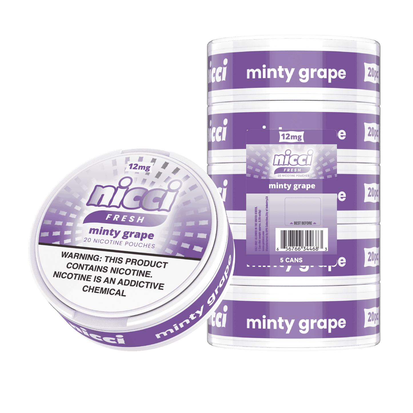 nicci fresh - minty grape (5/pack)