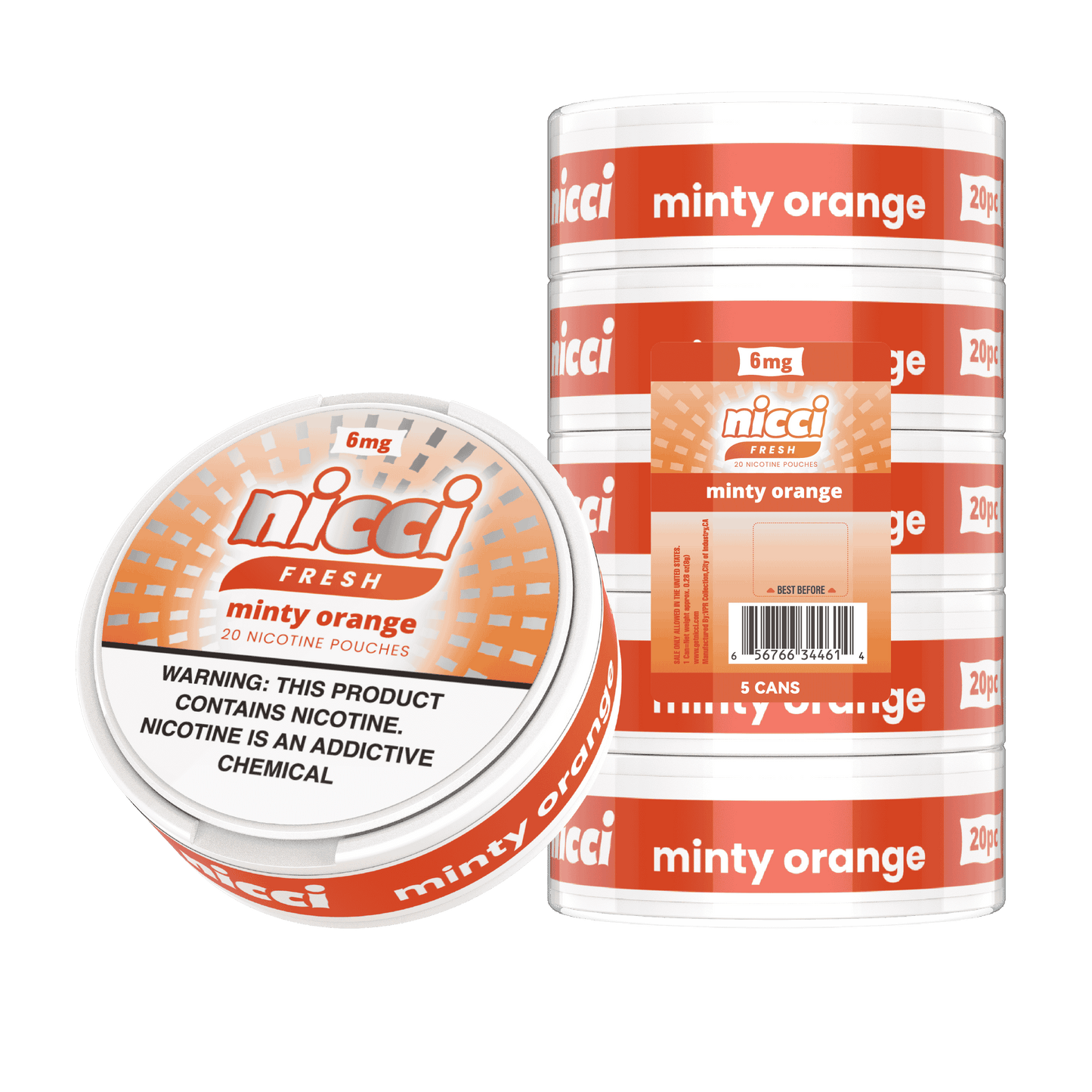 nicci fresh - minty orange (5/pack)