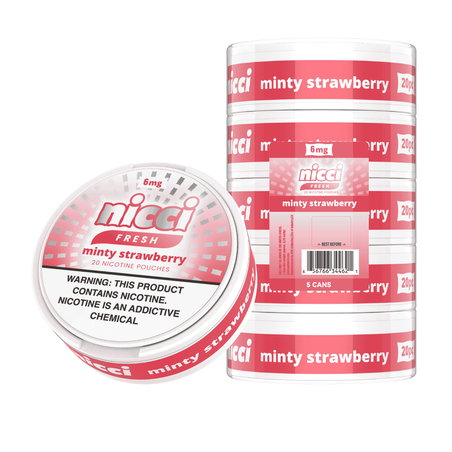 nicci fresh - minty strawberry (5/pack)